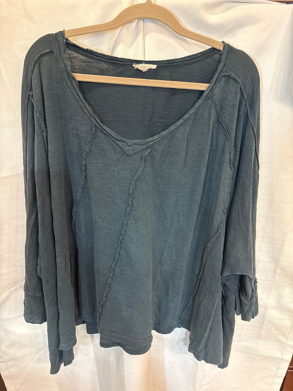 Easel Long Sleeve Blue Boho Oversized Top Size M